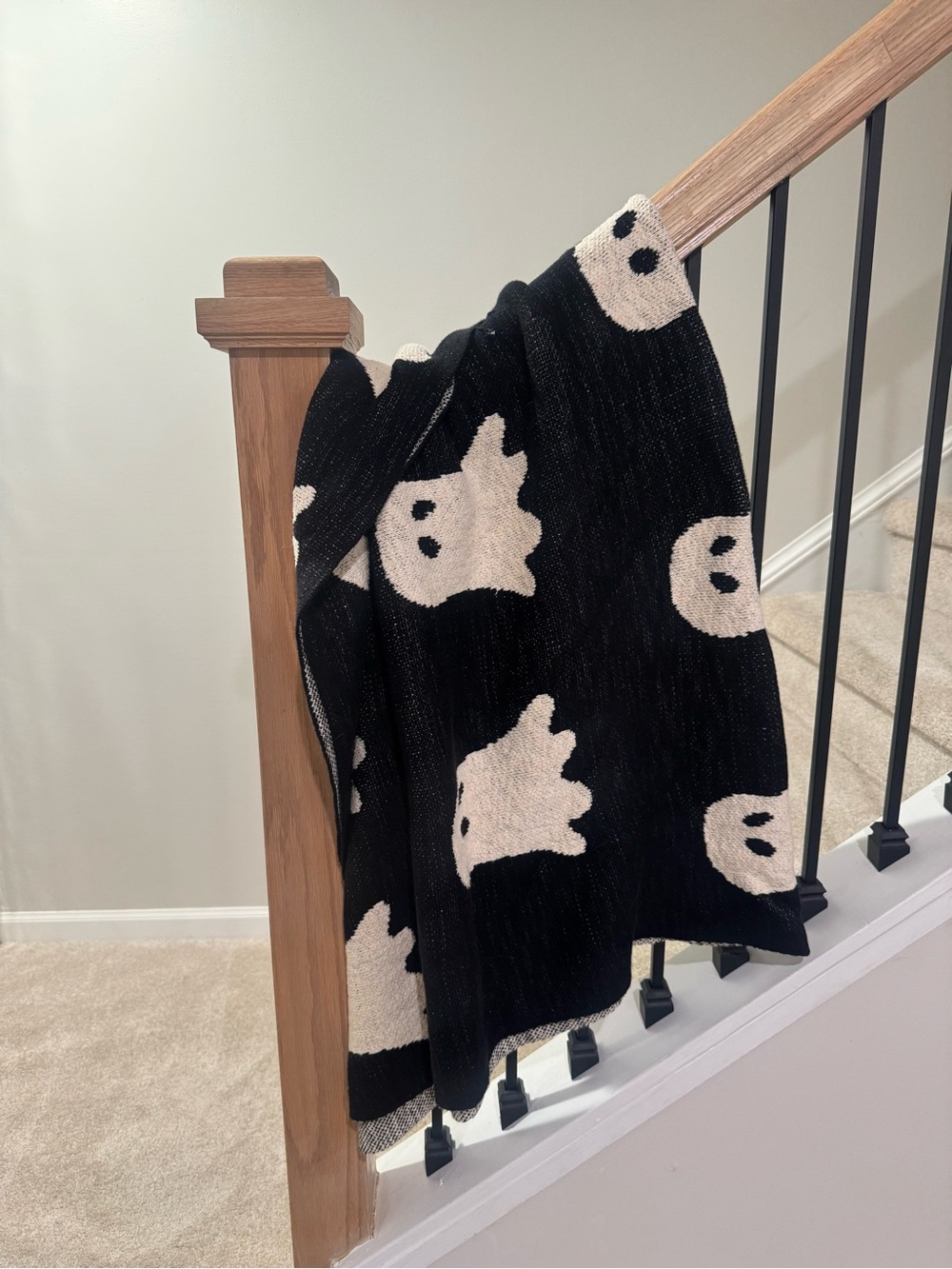 Black & Cream Ghost Knit Throw Blanket - Home Accents